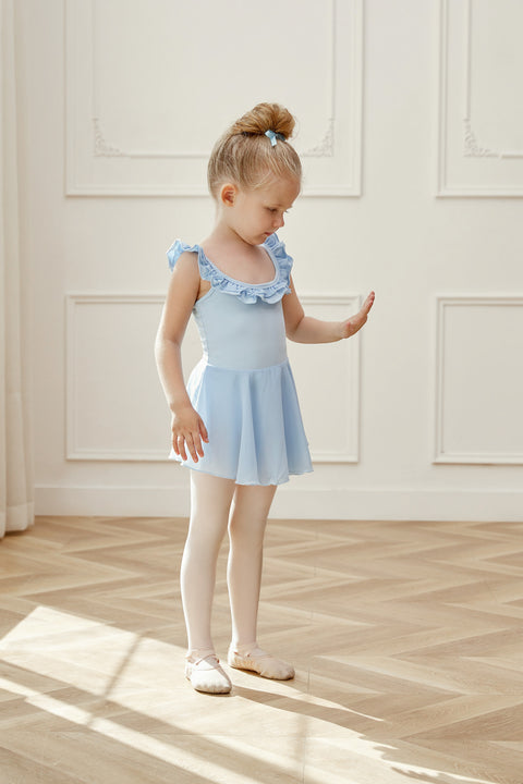 Frill Camisole Skirted Dance Leotard in Blue
