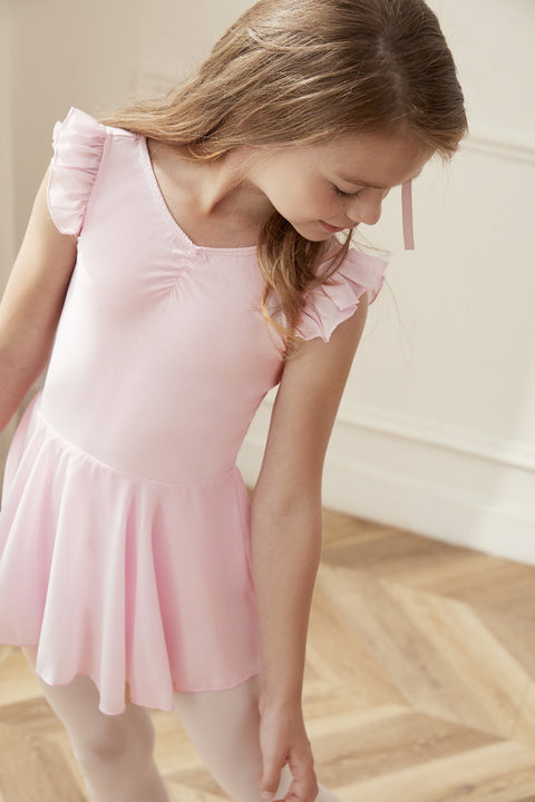 Gathered Tank Skirted Dance Leotard in Pink