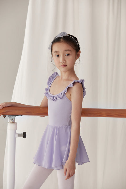 Frill Camisole Skirted Dance Leotard in Purple